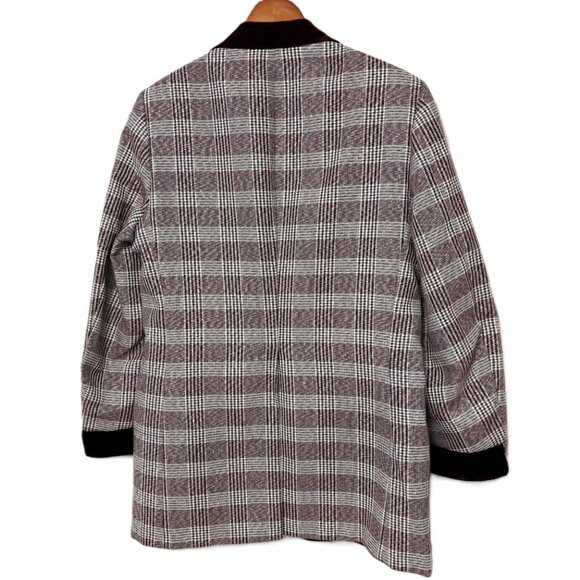 After Six Burgundy Silver Plaid Brocade Tuxedo Prom Formal Jacket Vintage 70’s - Picture 6 of 14